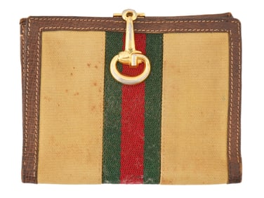 VINTAGE ITALIAN LEATHER AND FABRIC WALLET BY GUCCI