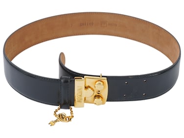 BLACK GENUINE LEATHER BELT BY MOSCHINO