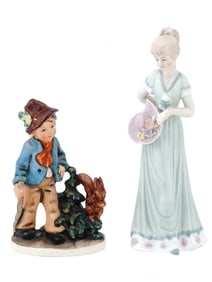 HUMMEL BY FRIEDEL AND FEMALE PORCELAIN FIGURINES