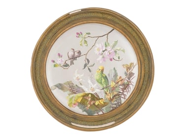 L M AND CIE CREIL MONTEREAU CERAMIC PLATE FRAMED