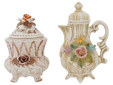 VINTAGE ITALIAN CERAMIC CANDY BOWL AND JUG BY V BASSANO