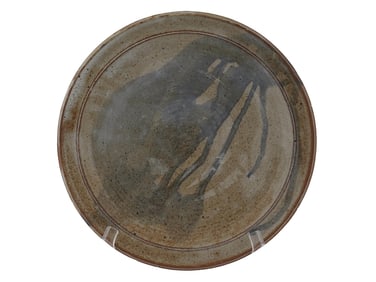 VINTAGE ARTISTIC GLAZED CERAMIC PLATE SIGNED