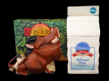 DISNEY THE LION KING AND FLOUR CERAMIC COOKIE JARS