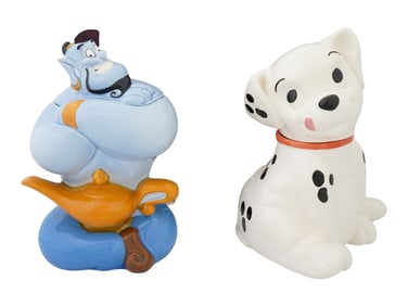 DISNEY GENIE AND 101 DALMATIANS CERAMIC COOKIE JARS