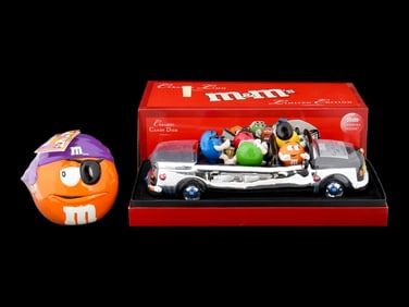 TWO AMERICAN M AND MS CARTOON CERAMIC COOKIE JARS