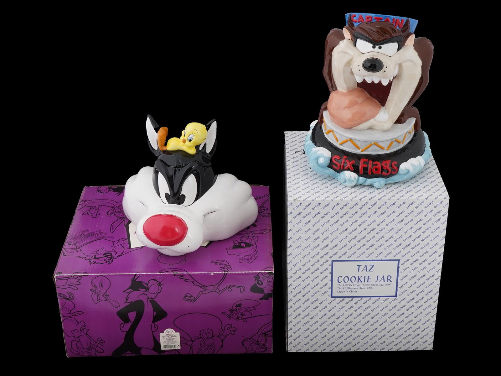 AMERICAN LOONEY TUNES CARTOON CERAMIC COOKIE JARS IOB (1 of 9)