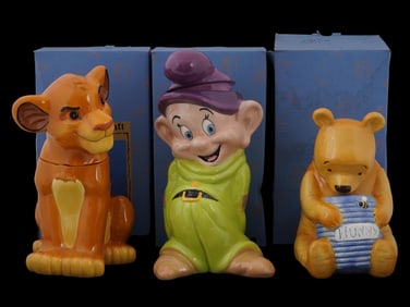 LOT OF AMERICAN CARTOON COVERED CERAMIC COOKIE JARS