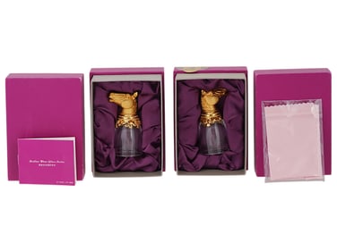 TWO ZODIAC WINE GLASS SERIES CUPS W HORSE HEAD