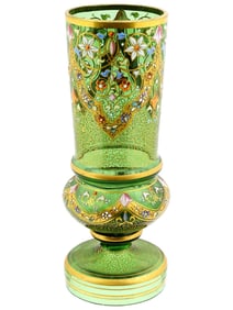 MINIATURE BOHEMIAN PAINTED AND ENAMELED GLASS VASE