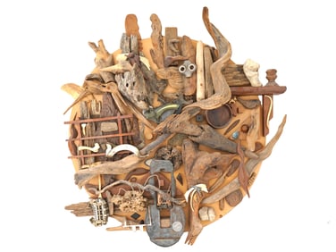 CONTEMPORARY WALL ART WOOD AND METAL SCULPTURE