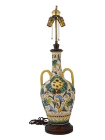 VINTAGE ITALIAN MAJOLICA VASE TABLE LAMP