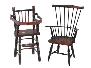 LOT OF TWO VINTAGE WOODEN BABY CHAIRS