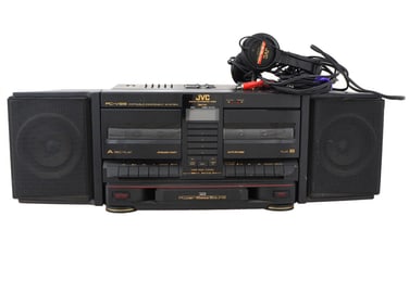 JVC PORTABLE BOOMBOX STEREO SYSTEM WITH HEADPHONES
