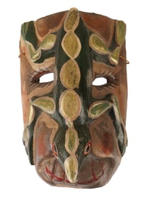 VINTAGE BALINESE HAND PAINTED CARVED WOOD MASK