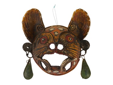 VINTAGE MEXICAN HANDCRAFTED METAL BAT MASK