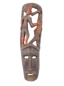 VINTAGE AFRICAN CARVED WOOD WALL MASK