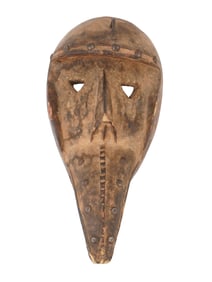 VINTAGE WEST AFRICAN GHANA CARVED WOOD BIRD MASK