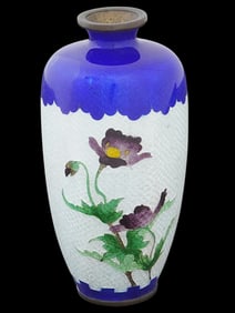 ANTIQUE JAPANESE MEIJI ERA GINBARI CLOISONNE VASE