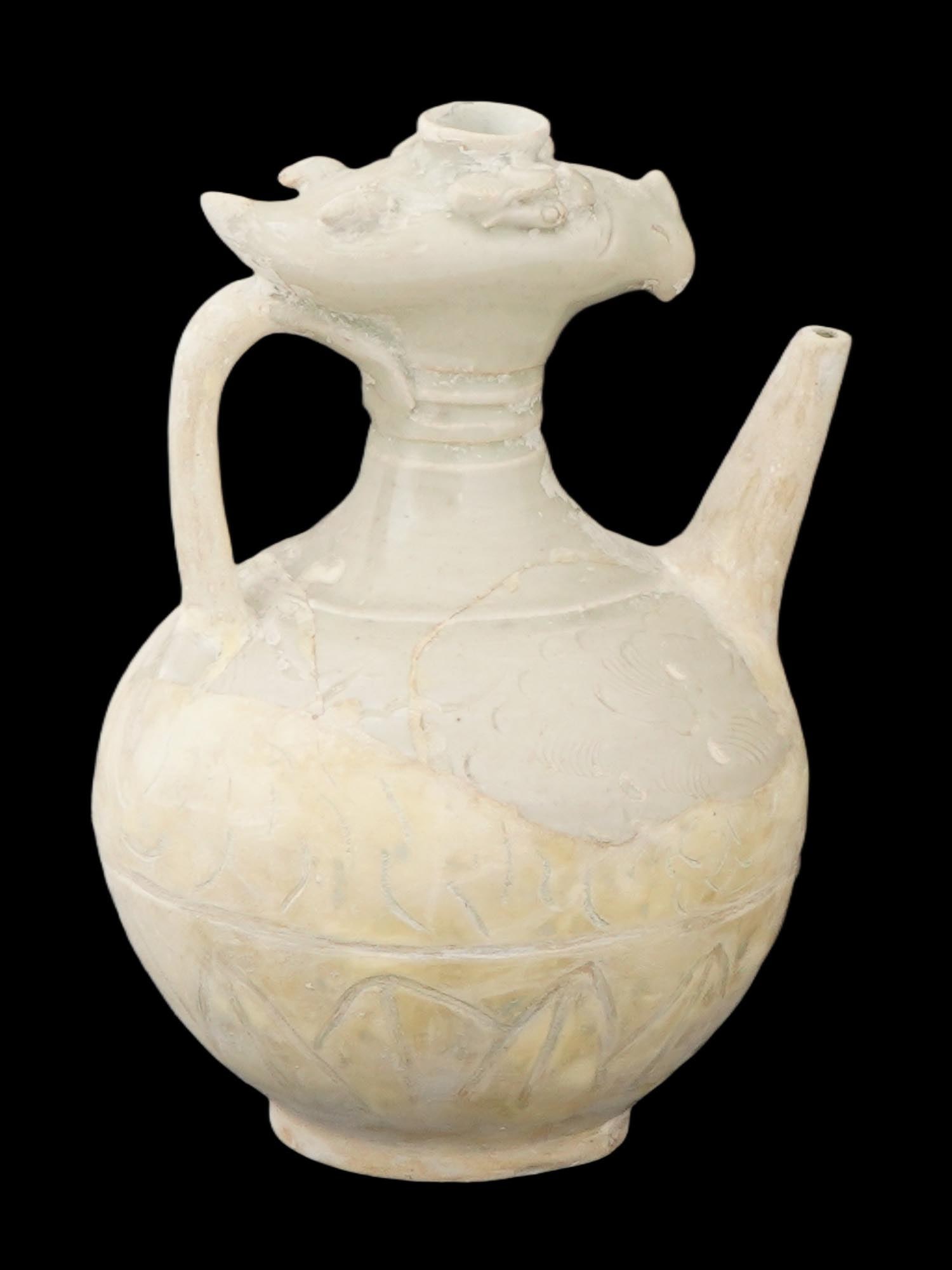 CHINESE CERAMIC QINGBAI PHOENIX HEAD FIGURAL EWER (1 of 9)