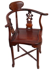 CHINESE CHINOISERIE MANNER WOOD CORNER ARMCHAIR