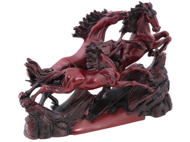 CHINESE COMPOSITE FIGURINE OF THREE HORSES