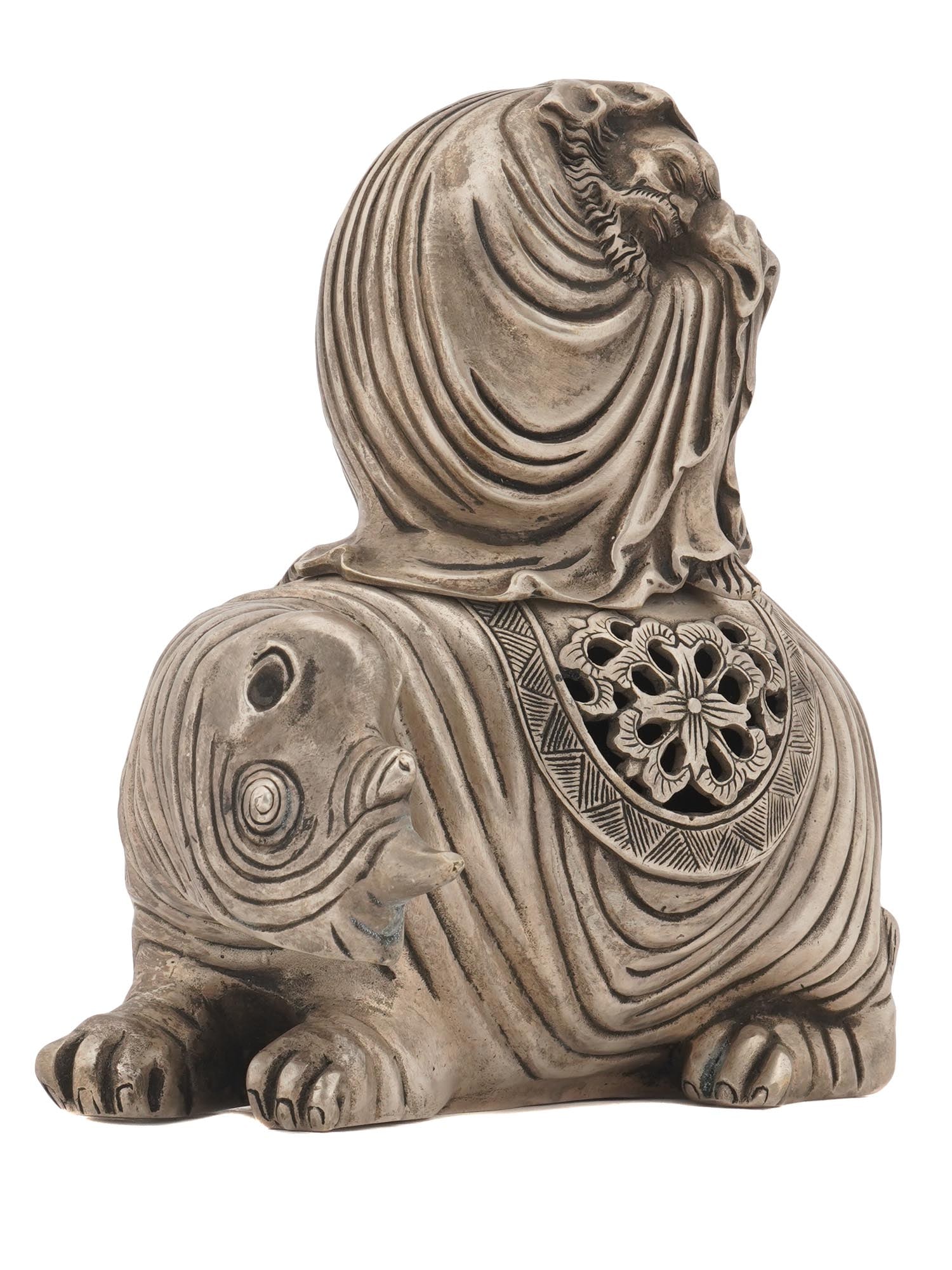 CHINESE SILVER PLATED BUDDHA RHINO INCENSE BURNER (1 of 7)