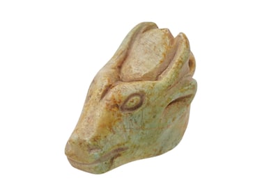 ANCIENT EGYPTIAN CARVED LIMESTONE COW HEAD PENDANT