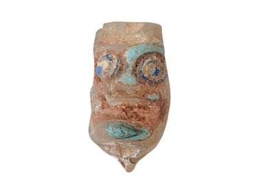 ANCIENT EGYPTIAN PTOLEMAIC GLASS FACE AMULET