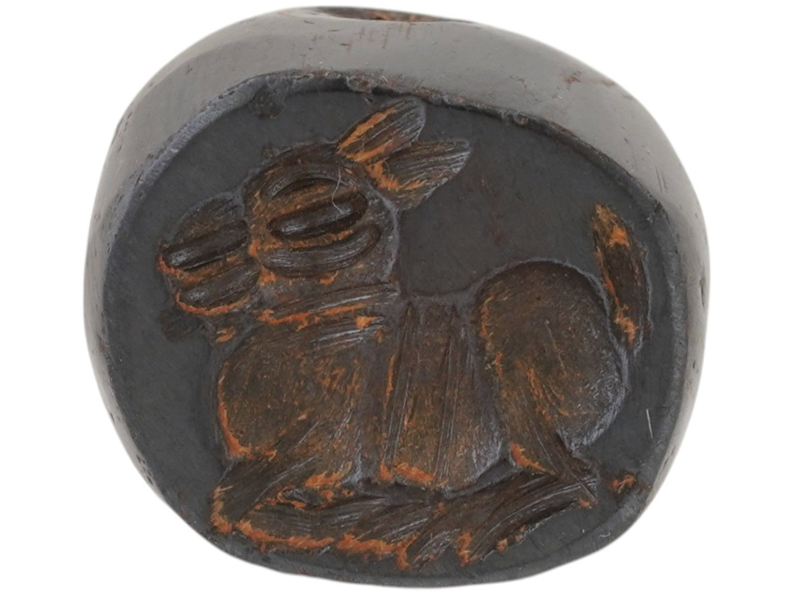 ANCIENT PERSIAN SASANIAN EMPIRE HEMATITE SEAL BEAD: An ancient Persian carved hematite seal bead. Sasanian Empire, ca. 600 AD. The stamp depicts a goat. Archaeological Finds And Relics, Ancient History, Near East, Seals And Stamps. THIS LOT IS E