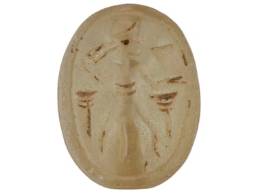 200 AD ANCIENT SYRIAN SCARAB FIGURE GLASS BEAD SEAL