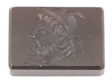 BROWN ONYX INTAGLIO WITH PROFILE OF POSEIDON