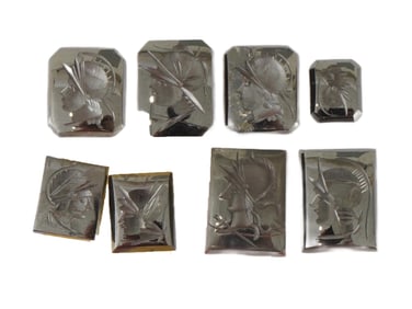 PAIR OF 8 ANTIQUE HAND CARVED STONE INTAGLIOS