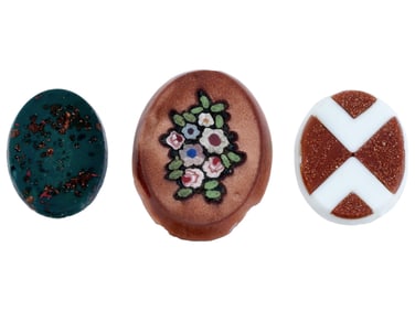 LOT OF OVAL SHAPED GOLDSTONE GLASS MOSAIC MEDALLIONS