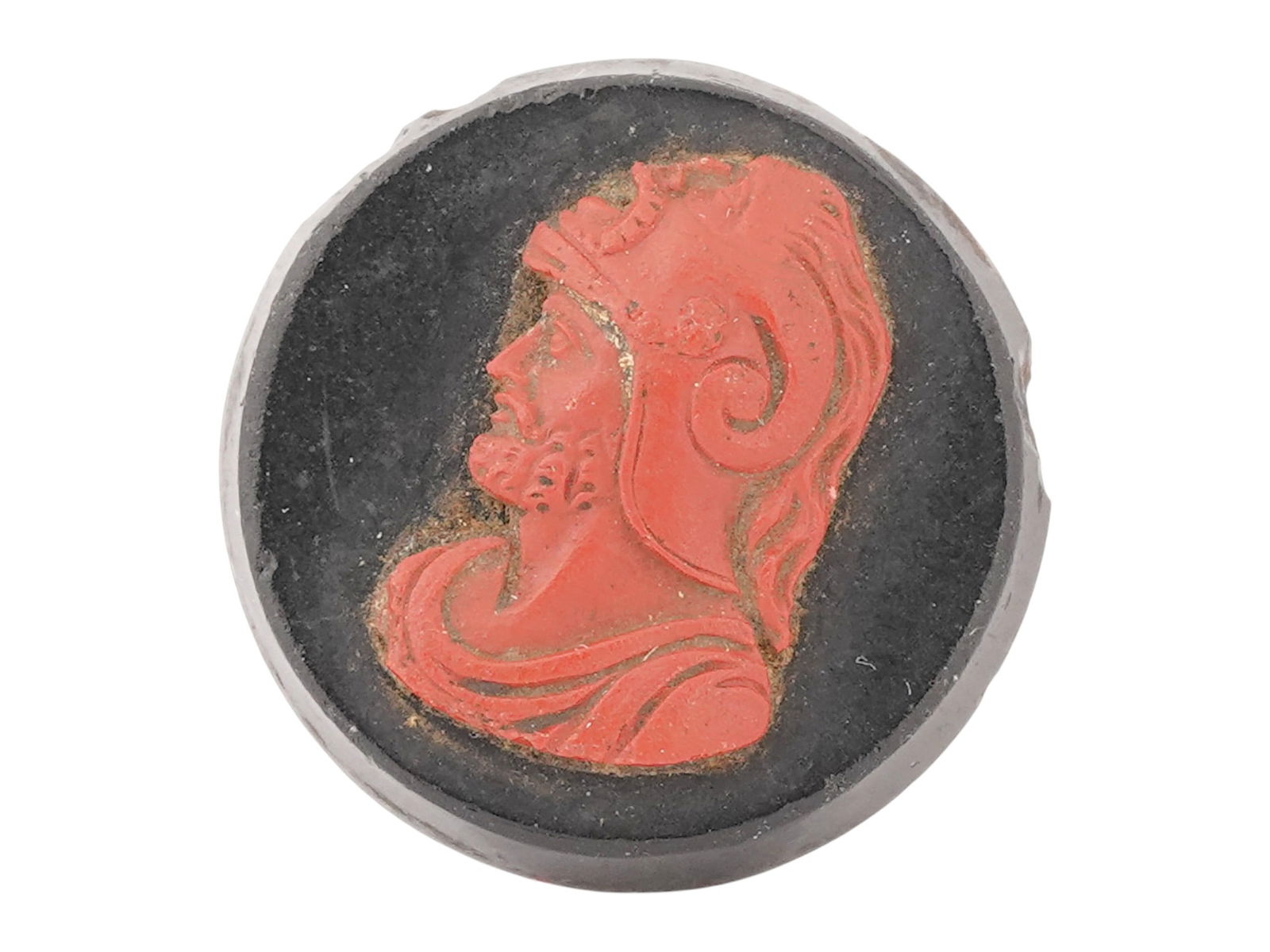 ANTIQUE CARNELIAN ONYX CAMEO W WARRIOR PROFILE (1 of 4)