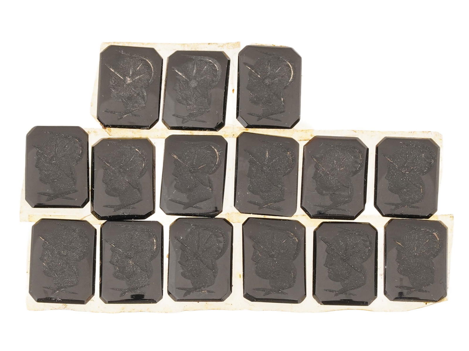 15 VINTAGE HAND CARVED BLACK ONYX STONE CAMEOS (1 of 6)