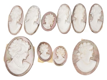 COLLECTION OF ANTIQUE HAND CARVED CAMEOS