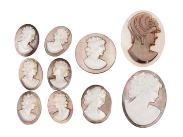 COLLECTION OF ANTIQUE HAND CARVED CAMEOS