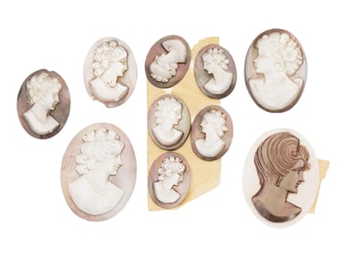 COLLECTION OF ANTIQUE HAND CARVED CAMEOS