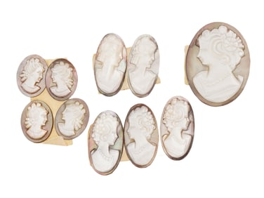 COLLECTION OF PORTRAIT CARVED SHELL CAMEO MEDALLIONS