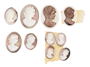COLLECTION OF ANTIQUE HAND CARVED SHELL CAMEOS