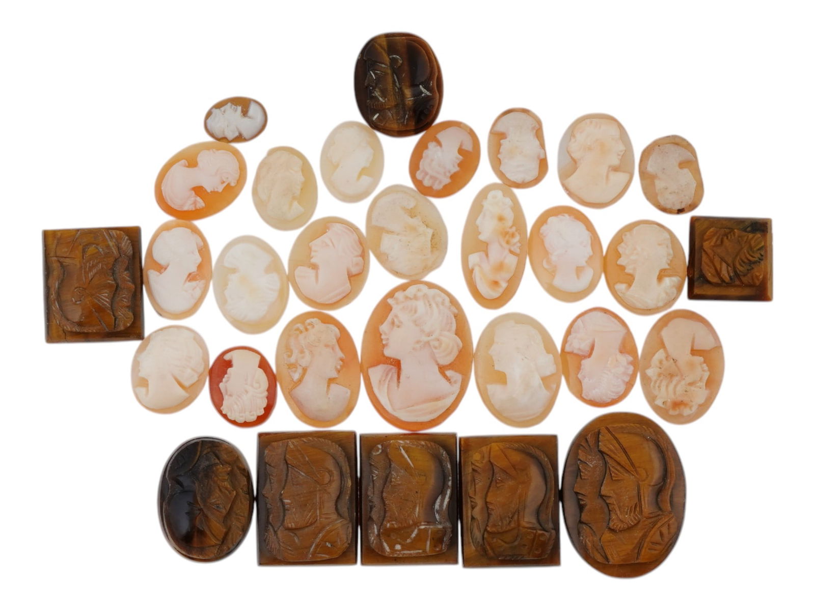 COLLECTION OF HAND CARVED SHELL CAMEO MEDALLIONS (1 of 3)