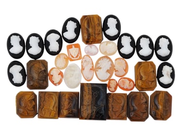 COLLECTION OF ANTIQUE HAND CARVED CAMEOS