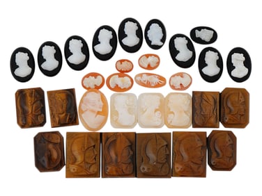 COLLECTION OF ANTIQUE HAND CARVED CAMEOS