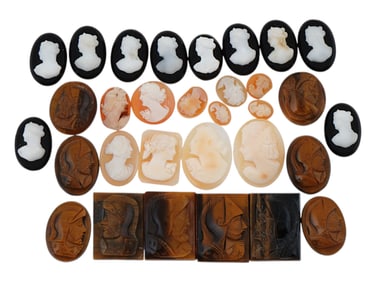 COLLECTION OF HAND CARVED SHELL CAMEO MEDALLIONS