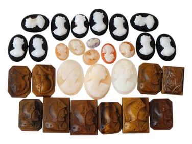 COLLECTION OF ANTIQUE HAND CARVED CAMEOS