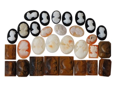 COLLECTION OF ANTIQUE HAND CARVED CAMEOS