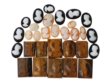 COLLECTION OF ANTIQUE HAND CARVED CAMEOS