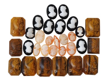 COLLECTION OF ANTIQUE HAND CARVED CAMEOS