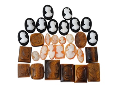 COLLECTION OF ANTIQUE HAND CARVED CAMEOS