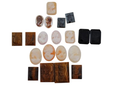 COLLECTION OF ANTIQUE HAND CARVED CAMEOS